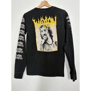 Waylon Jennings Shirt Mens XS Black Long Sleeve Graphic Tee Tultex Country Music